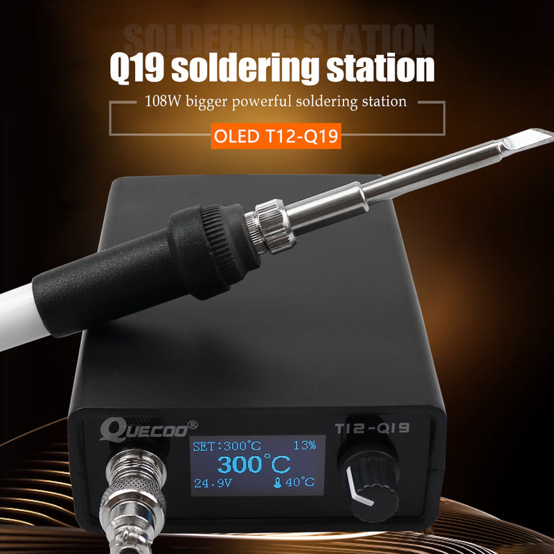 New T12-Q19 OLED 1.3inch Digital display soldering station electronic welding iron AC/DC Interface Portable with iron tips