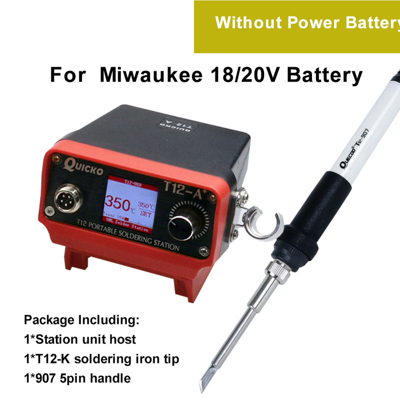 STM32 V3 T12-A+ Cordless Soldering Station Solder Iron for Dewalt/Makita/Milwaukee/Devon Li-ion Battery 18/20V Max for DIY Repair