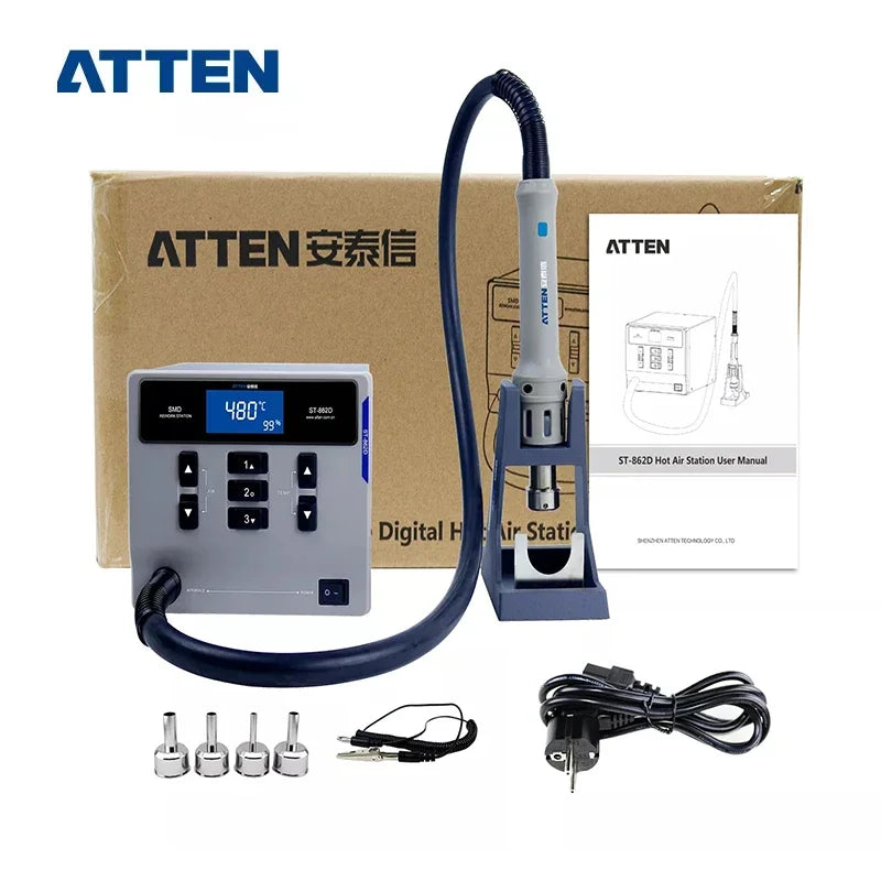 ATTEN ST-862D 110V / 220V 1000W Hot Air Gun Digital Display BGA Rework Station Automatic Sleep Repair Desoldering Station