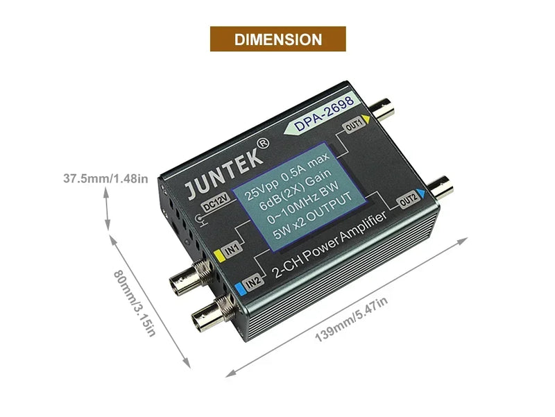 JUNTEK DPA-2698 High-Power Functional Signal Generator Dual Channel DDS Power Amplifier DC Power Amplifier 10MHz