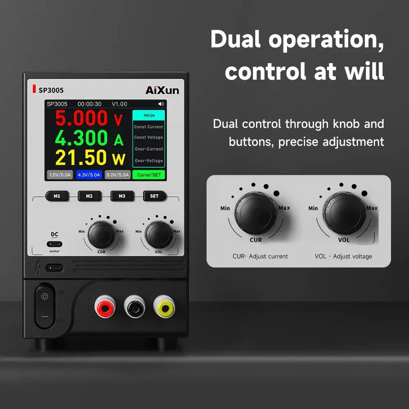 AIXUN SP3005 CNC Programmable DC Power Supply For Desktop Power Encoder Regulation Voltage And Current Dual Input Voltage