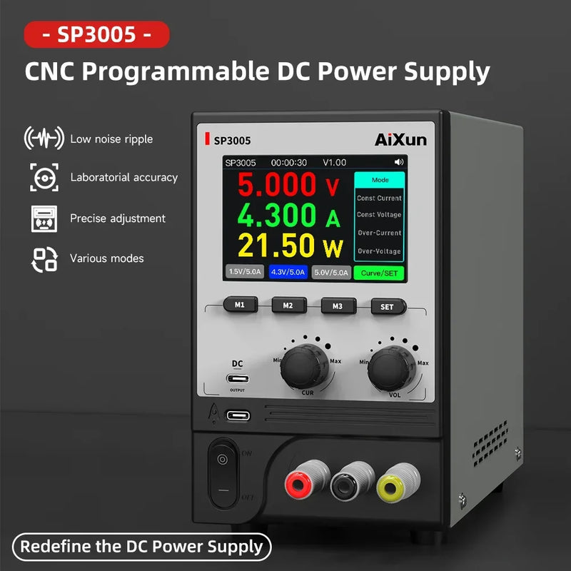 AIXUN SP3005 CNC Programmable DC Power Supply For Desktop Power Encoder Regulation Voltage And Current Dual Input Voltage