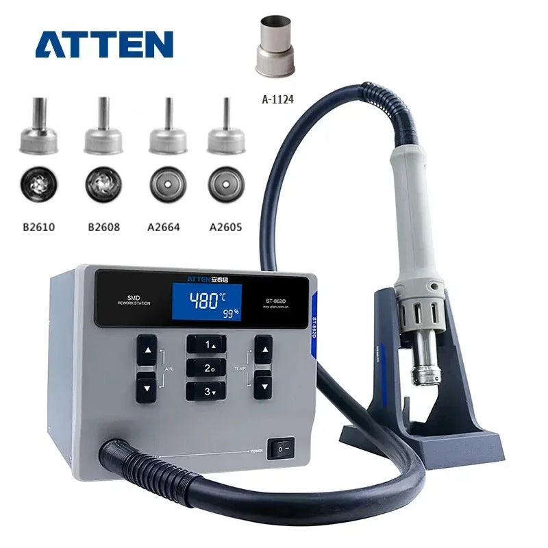 ATTEN ST-862D 110V / 220V 1000W Hot Air Gun Digital Display BGA Rework Station Automatic Sleep Repair Desoldering Station