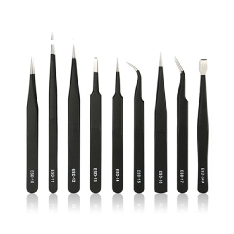 ESD-13 ESD-14 ESD-15 Anti-static Curved Straight Tip Forceps Precision Soldering Tweezers Set Electronic ESD Tweezers Tool
