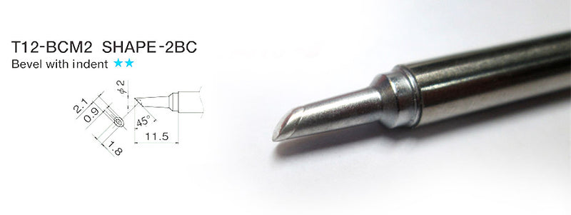 QUECOO High Quality T12-BCM2 Soldering Iron Tip Bevel with indent / horseshoe-shaped BCM2 tip with groove /shape 2BCM