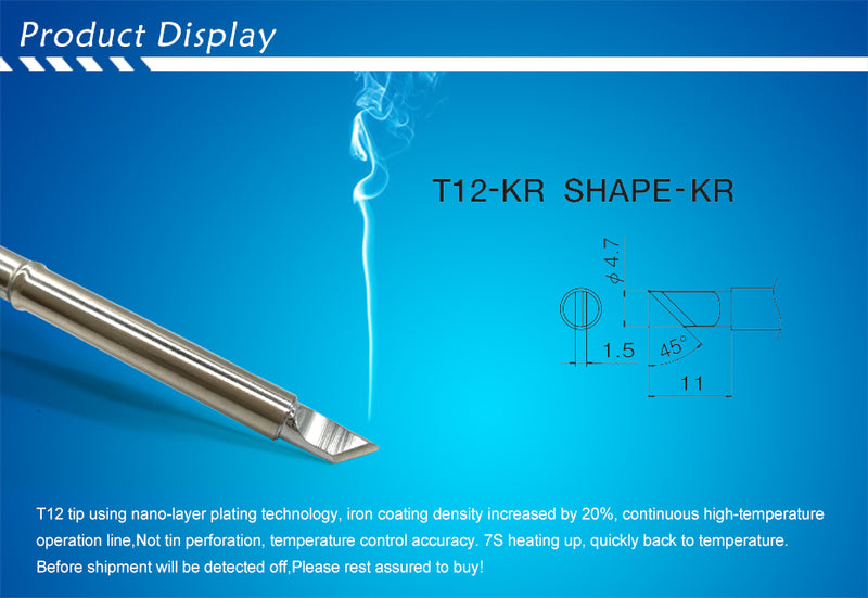 QUICKO T12-KR Shape K Series Electronic Soldering Tips Iron Solder Tip Welding Tools for FX907/9501 Handle T12 OLED station
