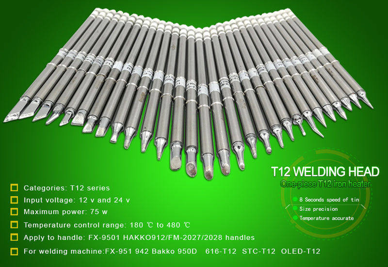 QUICKO T12-CF4 Shape C series Solder iron tips 70W for FX9501/907 T12 Handle OLED&amp;STC t12 LED Soldering station 7S melt tin