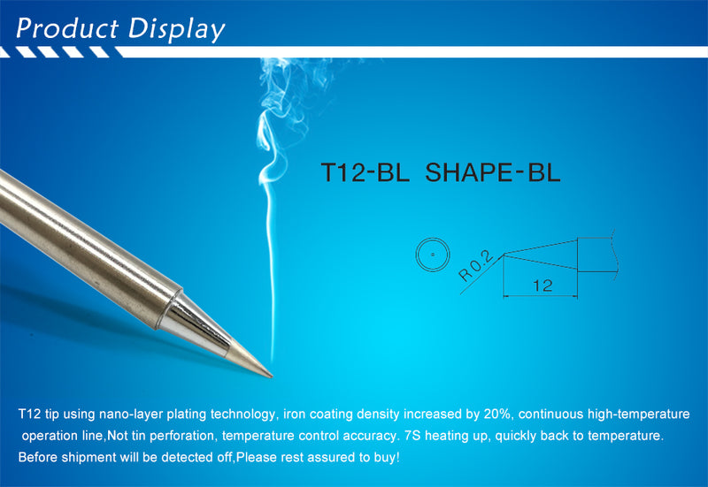QUICKO T12-BL Electronic Soldering Tips 70W FX9501 Handle T12 Soldering Iron Tip For FX-951 Soldering Station