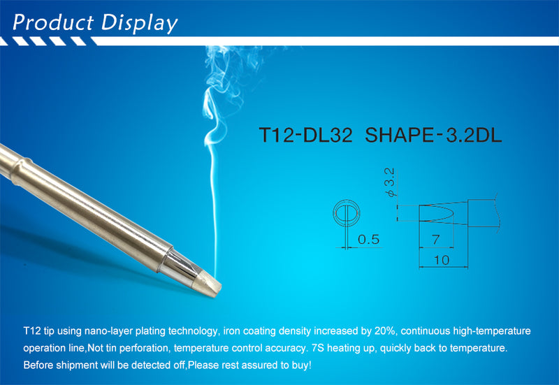 QUICKO T12-DL32 Shape D series Solering iron tips welding tools for T12 Handle OLED&amp;STC-LED T12 Soldering station FX9501 Handle