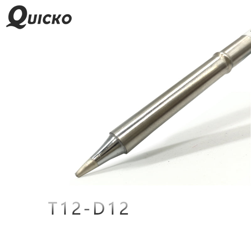 QUICKO T12-D12 Shape D series Welding iron tips 70W for FX9501/951/907 T12 Handle OLED&amp;LED station 7s melt tin