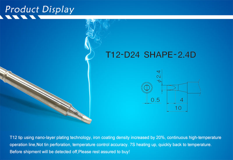 QUICKO T12-D24 D52 Shape D series Welding iron tips for FX9501/951/907 T12 Handle OLED&amp;STC-LED T12 Soldering station 7s melt tin