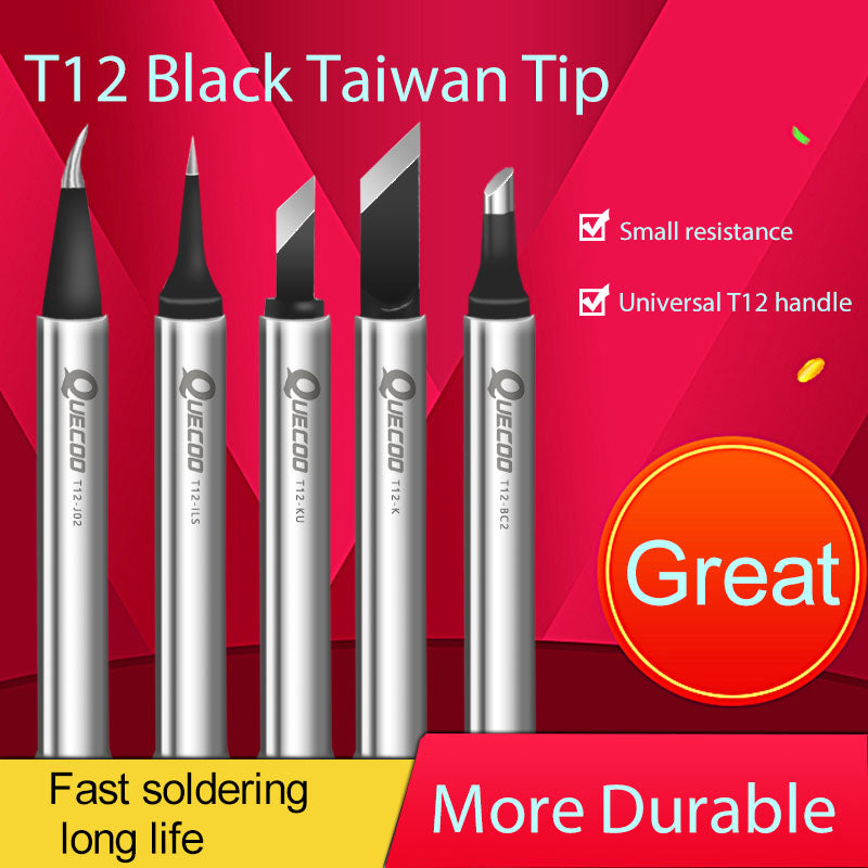 QUECOO Taiwan Black T12-KU/K/BC2/J02/ILS soldering Tip Welding head for all T12 High-grade series soldering station